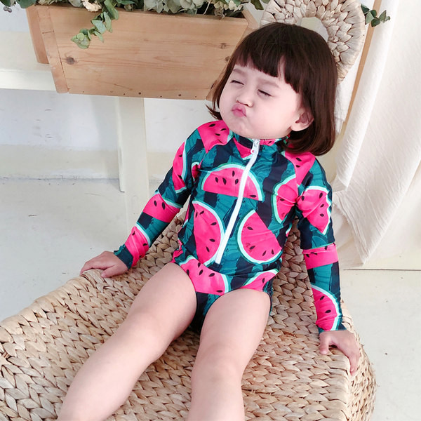 Dječji kupaći kostim za sunčanje s dugim rukavima i patentnim zatvaračem
