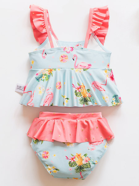 Kétrészes, fürtökkel ellátott, új gyerek fürdőruha modell lányoknak