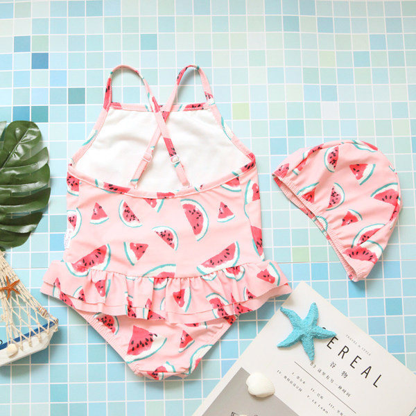 Peenikeste rihmadega roosa laste ujumistrikoo