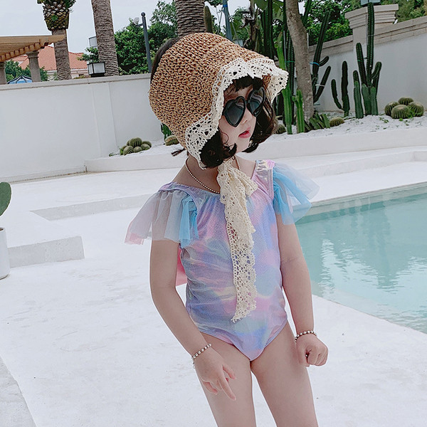 Dječji cijeli kupaći kostim s golim leđima i trakom