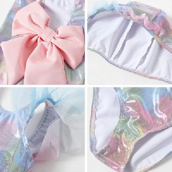 Dječji cijeli kupaći kostim s golim leđima i trakom