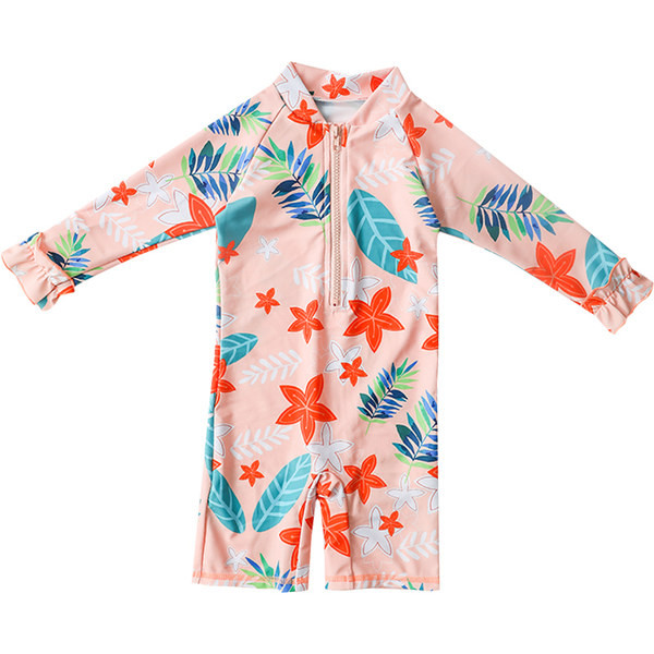 Päikesekaitsega laste lillemustriga ujumistrikoo