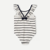 Prugasti dječji kupaći kostim s trakom - puni model