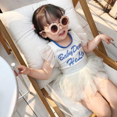 Dječji kupaći kostim za djevojčice - s tilom i natpisom