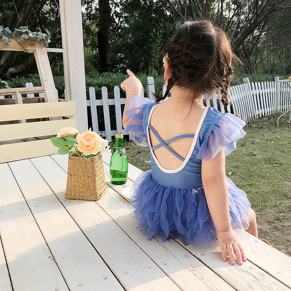 Dječji kupaći kostim za djevojčice - s tilom i natpisom