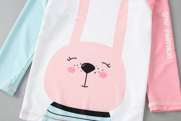 Divdaļīgs peldkostīms meitenēm ar garām piedurknēm