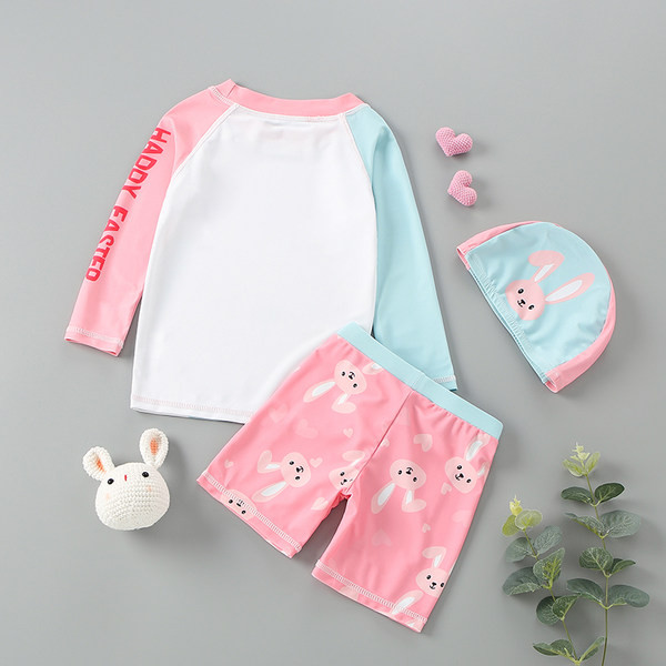 Divdaļīgs peldkostīms meitenēm ar garām piedurknēm