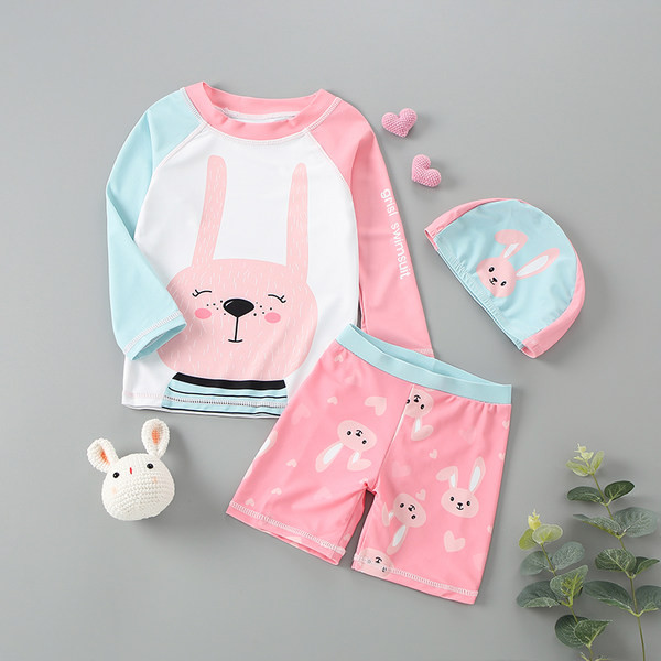 Divdaļīgs peldkostīms meitenēm ar garām piedurknēm