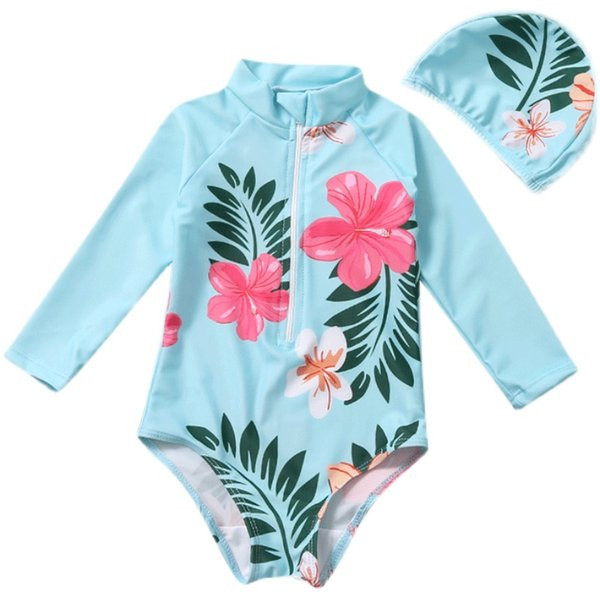 Dječji kupaći kostim s cvjetnim uzorkom i patentnim zatvaračem