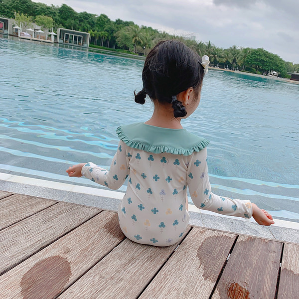 Dječji cijeli kupaći kostim s dugim rukavima i patentnim zatvaračem