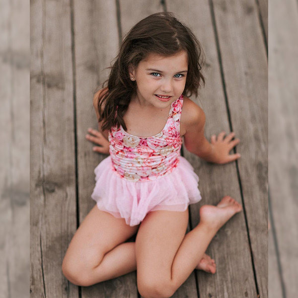 Dječji moderni kupaći kostim s cvjetnim uzorkom i tilom