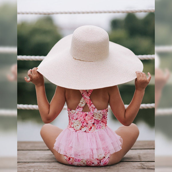 Dječji moderni kupaći kostim s cvjetnim uzorkom i tilom