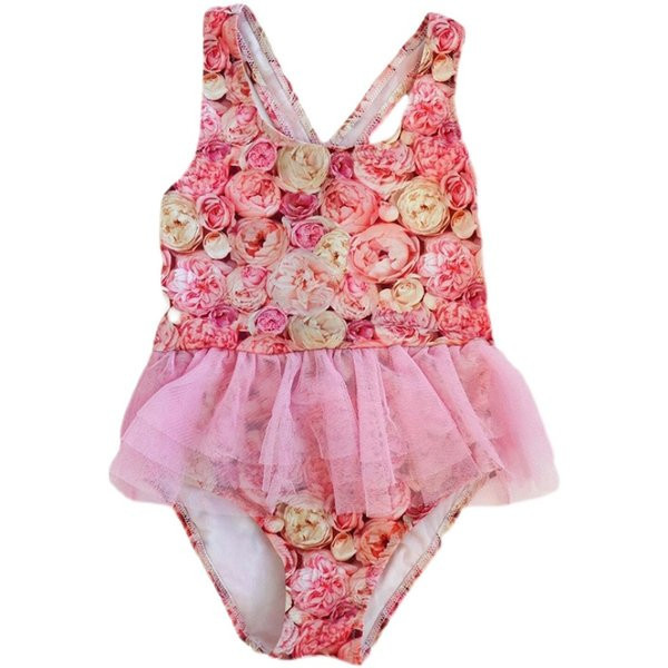 Dječji moderni kupaći kostim s cvjetnim uzorkom i tilom