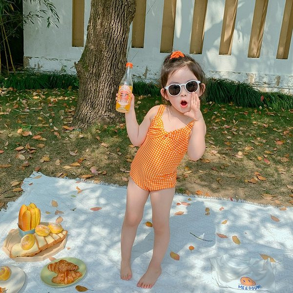 Dječji puni karirani kupaći kostim za djevojčice