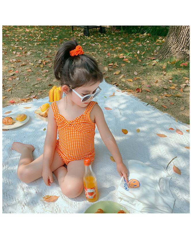 Dječji puni karirani kupaći kostim za djevojčice