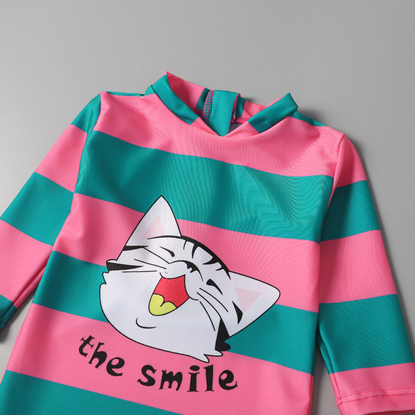 Laste triibuline värvilise aplikatsiooniga ujumistrikoo