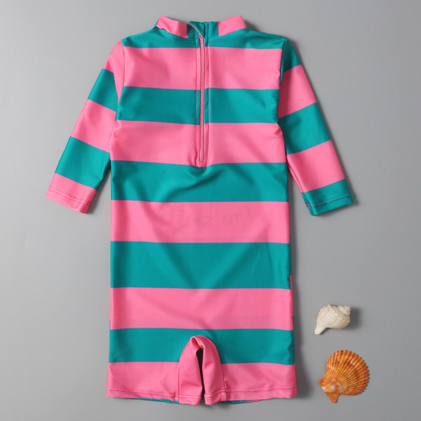 Laste triibuline värvilise aplikatsiooniga ujumistrikoo