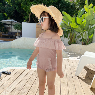 Dječji cijeli kupaći kostim s tankim naramenicama i sjajnim elementima