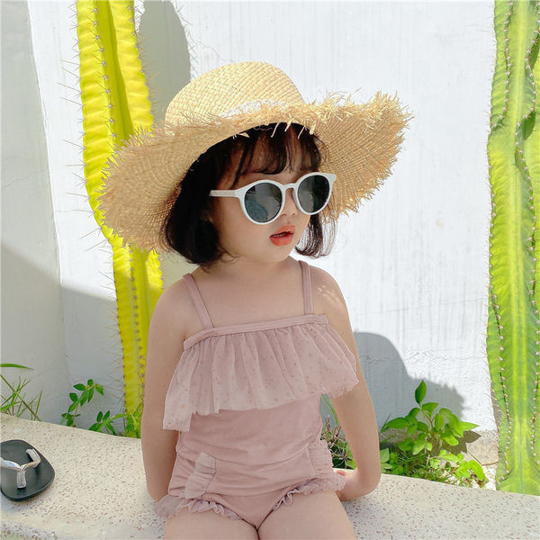 Dječji cijeli kupaći kostim s tankim naramenicama i sjajnim elementima