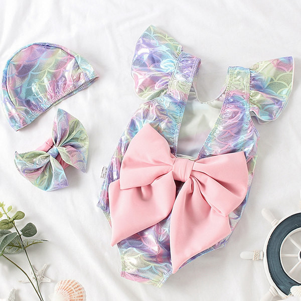 Dječji kupaći kostim s trakom na leđima za djevojčice