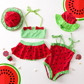 Dječji dvodijelni kupaći kostim s tankim naramenicama i trakama