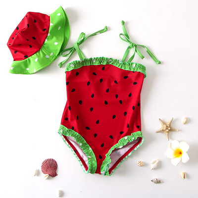 Dječji dvodijelni kupaći kostim s tankim naramenicama i trakama