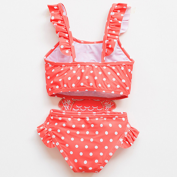 Нов модел детски цял бански костюм на точки за момичета