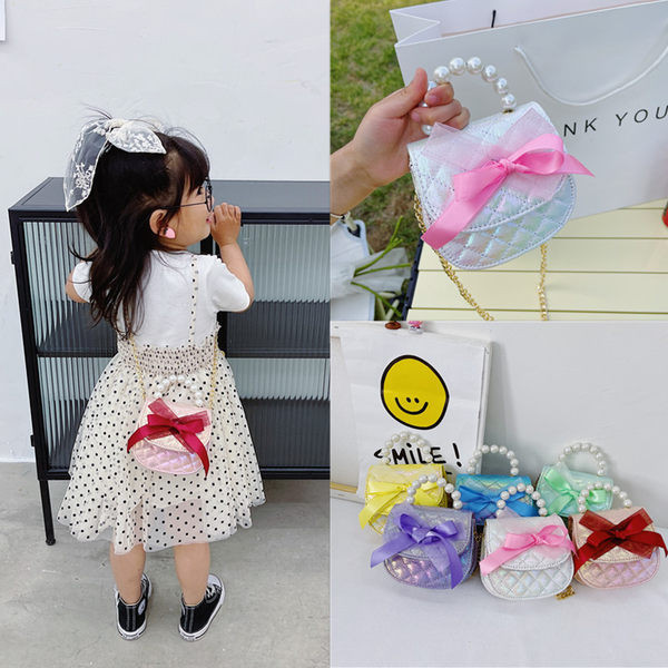 Moodne dekoratiivpärlitega laste minikott tüdrukutele