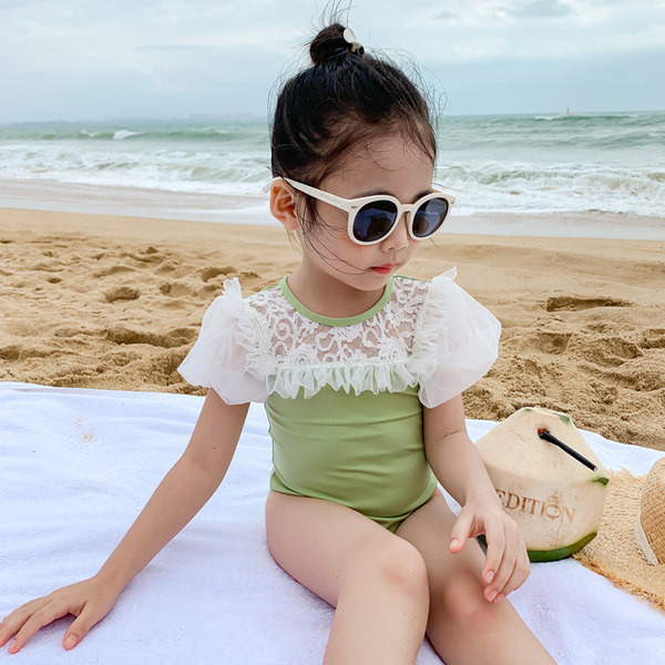 Dječji cijeli kupaći kostim s kratkim rukavima od tila