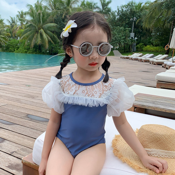 Dječji cijeli kupaći kostim s kratkim rukavima od tila