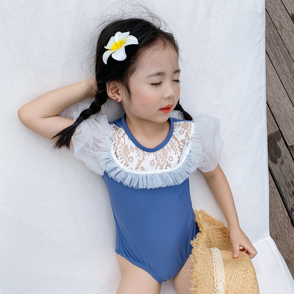 Dječji cijeli kupaći kostim s kratkim rukavima od tila