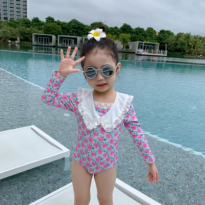 Παιδικό ολόσωμο μαγιό με μακριά μανίκια και γιακά