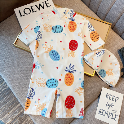 Dječji cijeli kupaći kostim s kratkim rukavima i šarenim aplikacijama