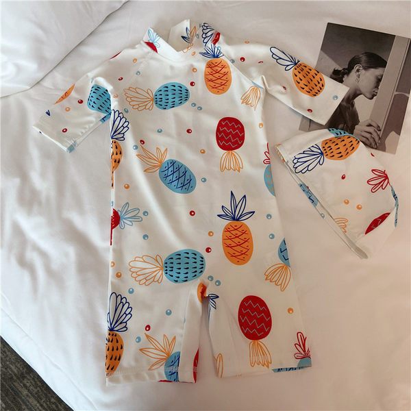 Dječji cijeli kupaći kostim s kratkim rukavima i šarenim aplikacijama