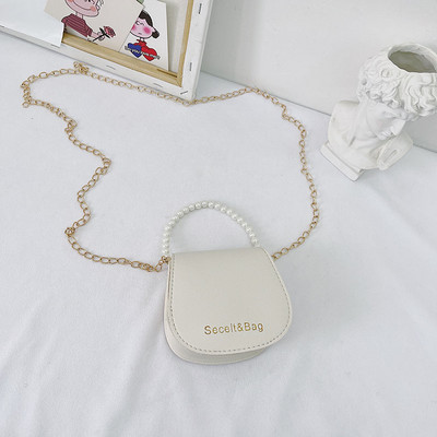 Стилна детска чанта с две дръжки и перли за момичета