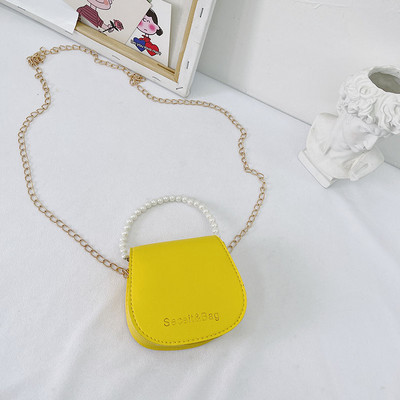 Стилна детска чанта с две дръжки и перли за момичета