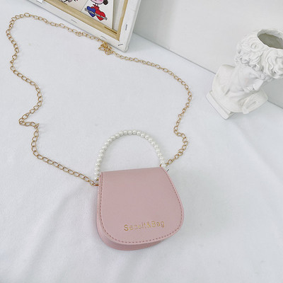 Стилна детска чанта с две дръжки и перли за момичета