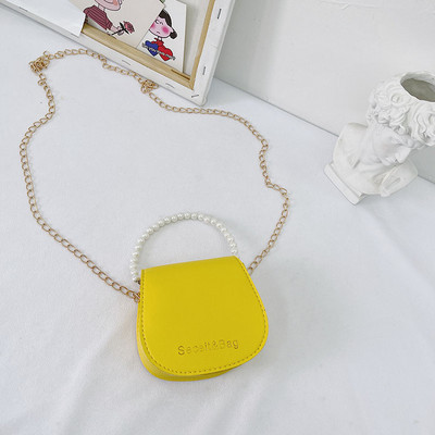 Стилна детска чанта с две дръжки и перли за момичета