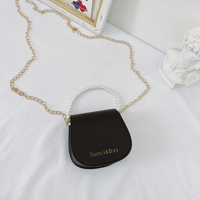 Стилна детска чанта с две дръжки и перли за момичета