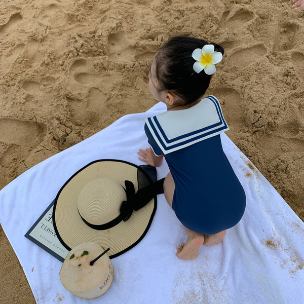 Dječji cijeli kupaći kostim kratkih rukava - plava boja