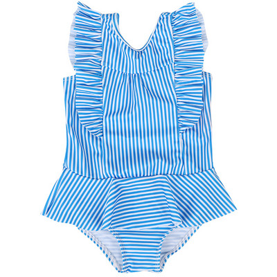 Laste triibuline lokkidega ujumistrikoo tüdrukutele