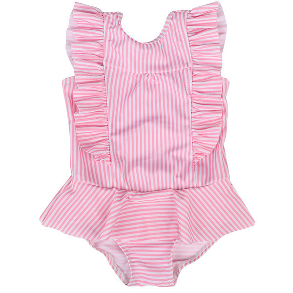 Laste triibuline lokkidega ujumistrikoo tüdrukutele