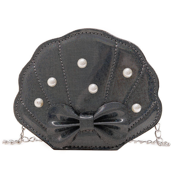 Stiilne dekoratiivpärlite ja metallist käepidemega lastekott