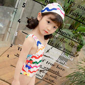 Täielik värvilise aplikatsiooni ja paelaga ujumistrikoo tüdrukutele