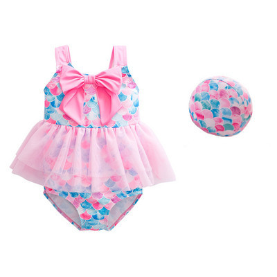 Värviline tülliga laste täisujumistrikoo tüdrukutele