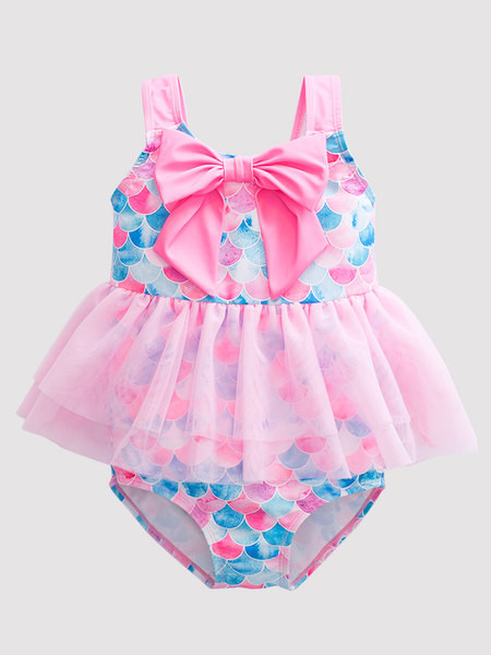 Värviline tülliga laste täisujumistrikoo tüdrukutele