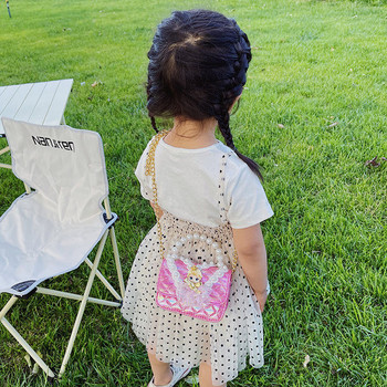 Μοντέρνα παιδική τσάντα με δύο λαβές και διακοσμητικά μαργαριτάρια