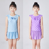 Παιδικό ολόσωμο μαγιό πουά και κορδέλα