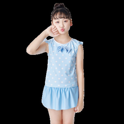 Παιδικό ολόσωμο μαγιό πουά και κορδέλα