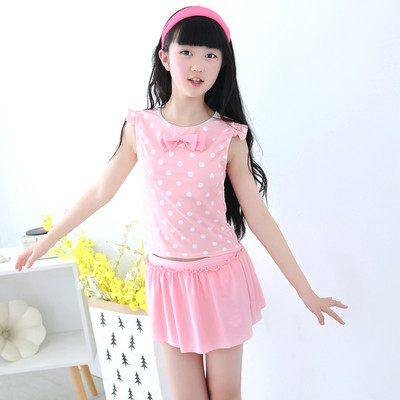 Παιδικό ολόσωμο μαγιό πουά και κορδέλα